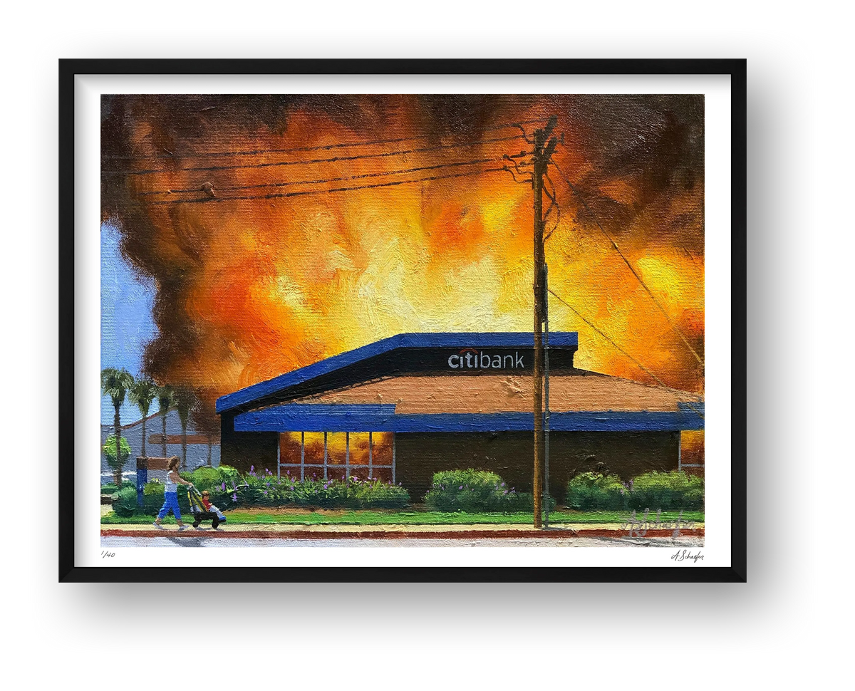 CitiBank in Flames - Escondido — framed