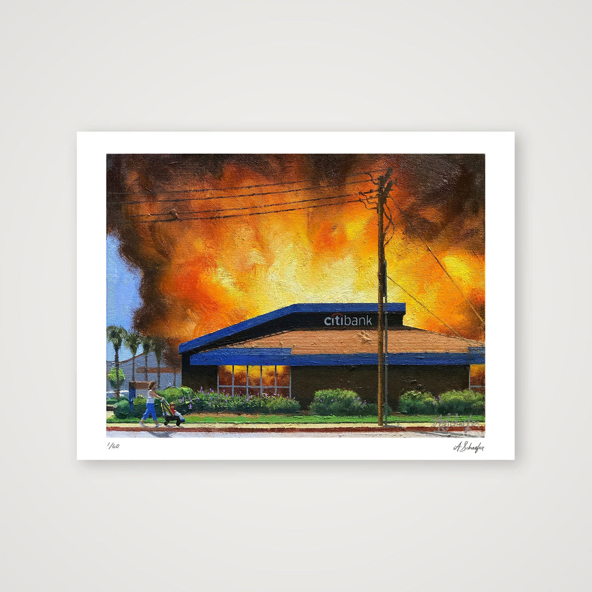 CitiBank in Flames - Escondido — 40×30cm, 16×12" Print only