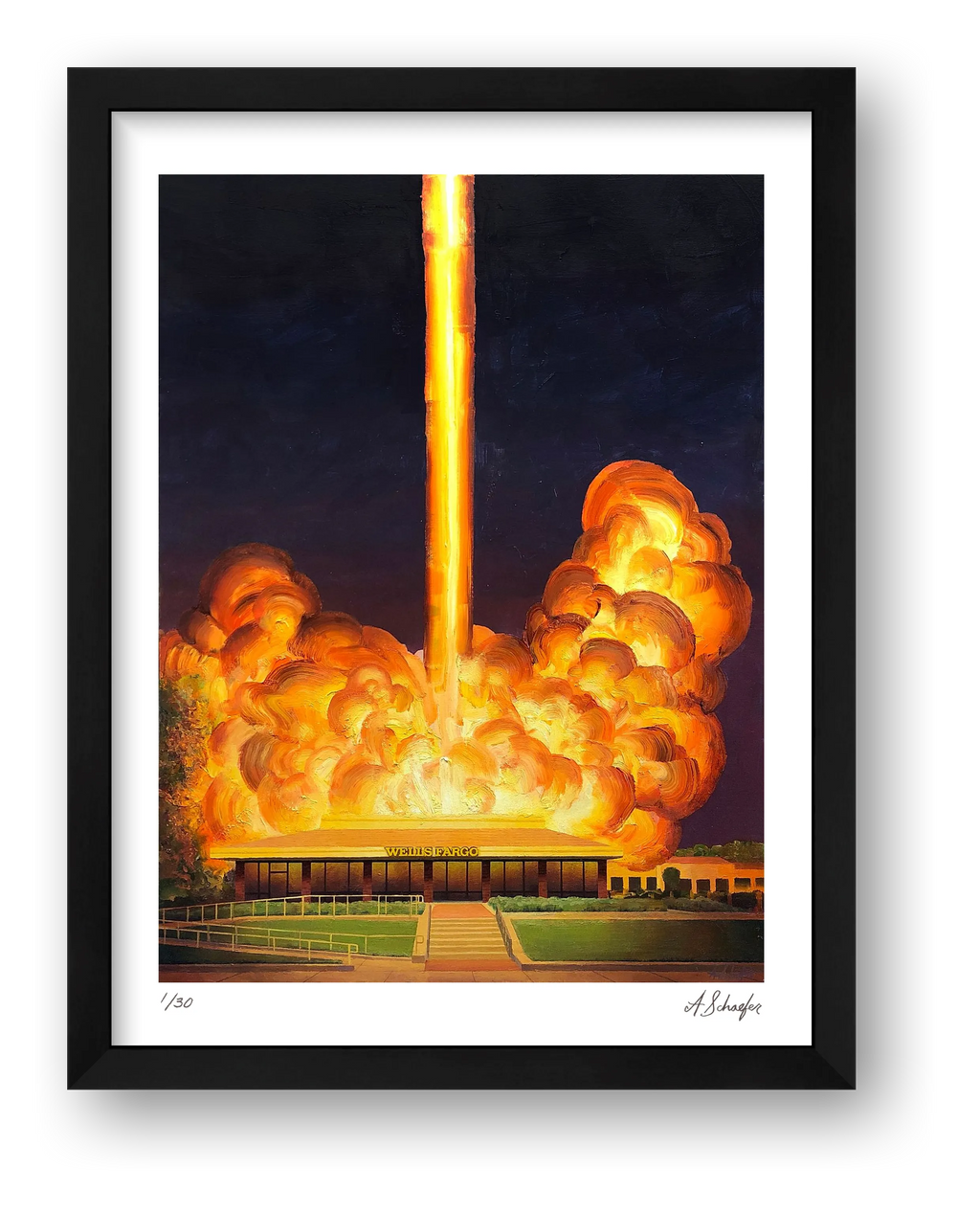 Wells Fargo Struck By Space Laser Vista CA — framed