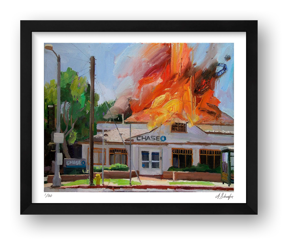 Chase Bank in Flames, Los Feliz CA — framed