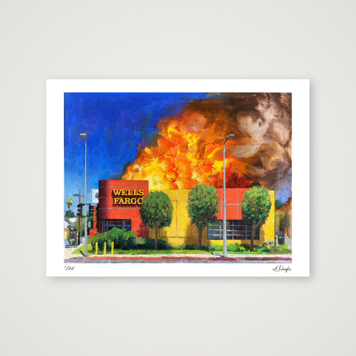 Wells Fargo in Flames - Van Nuys — 40×30cm, 16×12" Print only